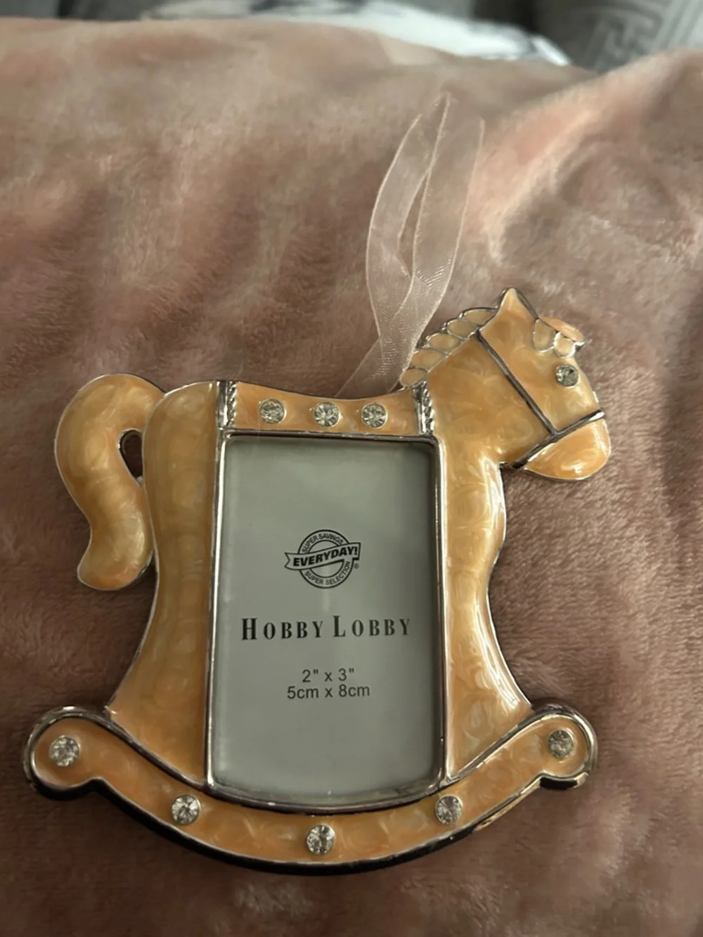 50%offw❤️ Hobby Lobby ENAMEL & SILVER METAL ROCKING HORSE PHOTO FRAME P02